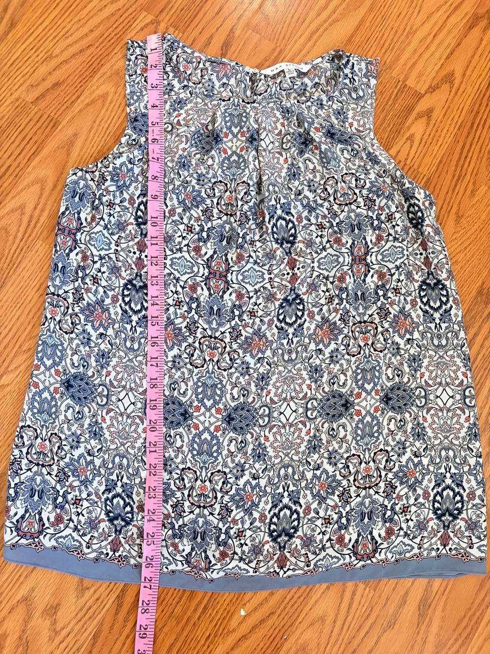 Max Studio Sleeveless Mosaic-Print Camisole in Blue and Cream - Picture 2 of 11